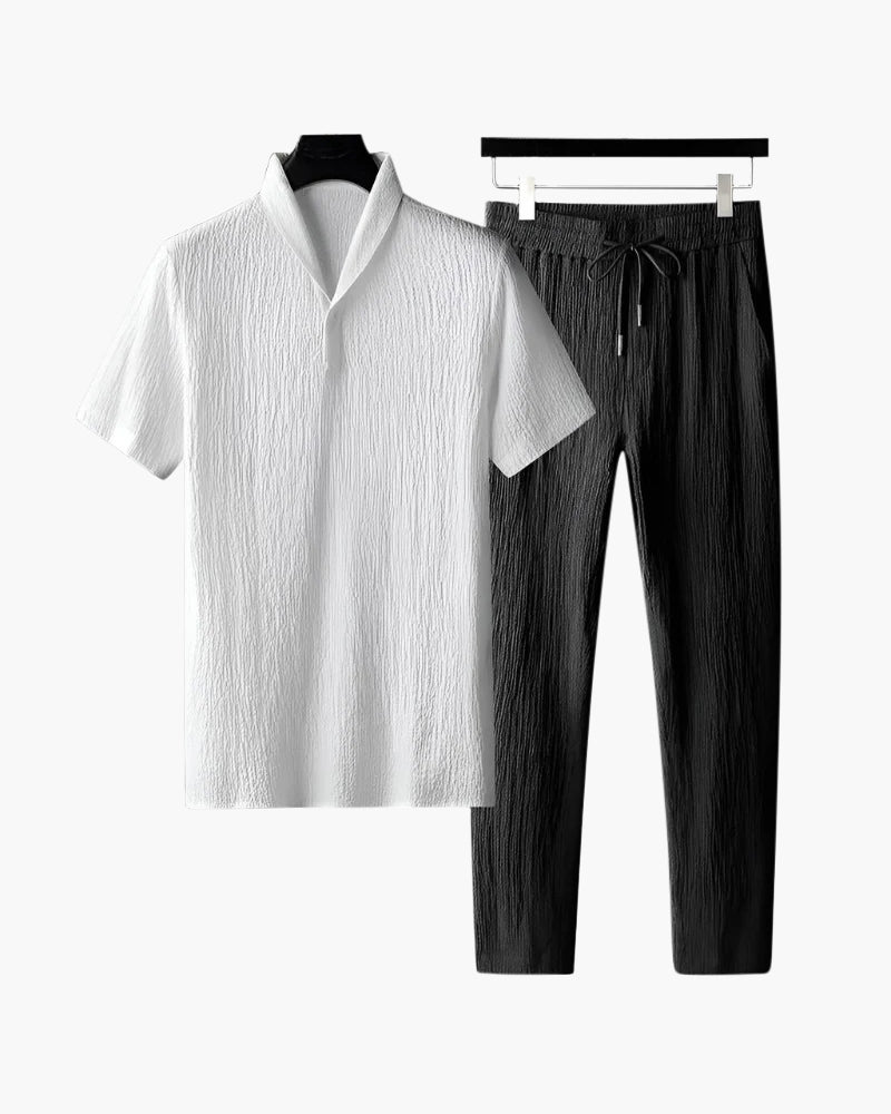 Baumwoll-Poloshirt & Hosen-Set