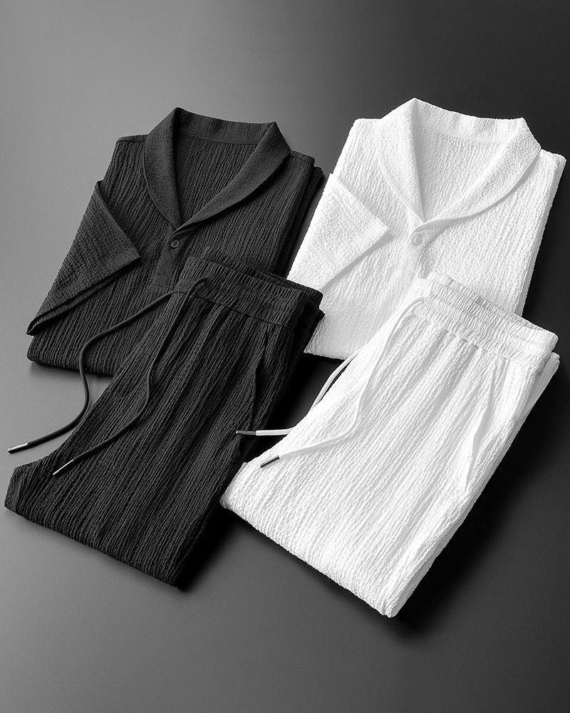 Baumwoll-Poloshirt & Hosen-Set