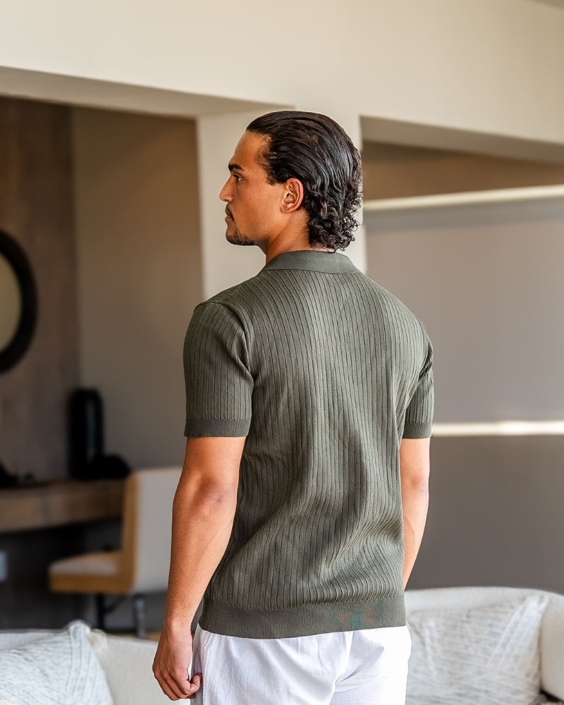 Premium Geripptes Polo