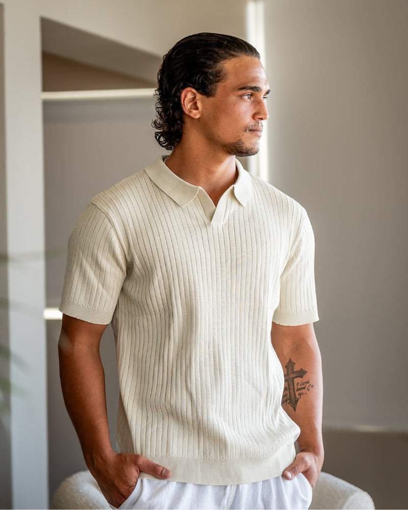 Premium Geripptes Polo