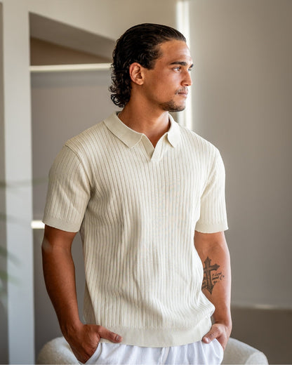 Premium Geripptes Polo