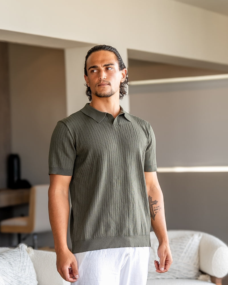 Premium Geripptes Polo